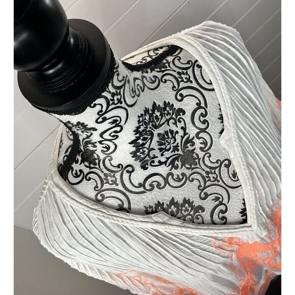 Poupette St. Barth Top Womens One Size Embroidered Viscose Tropical Peach& White - Picture 4 of 13